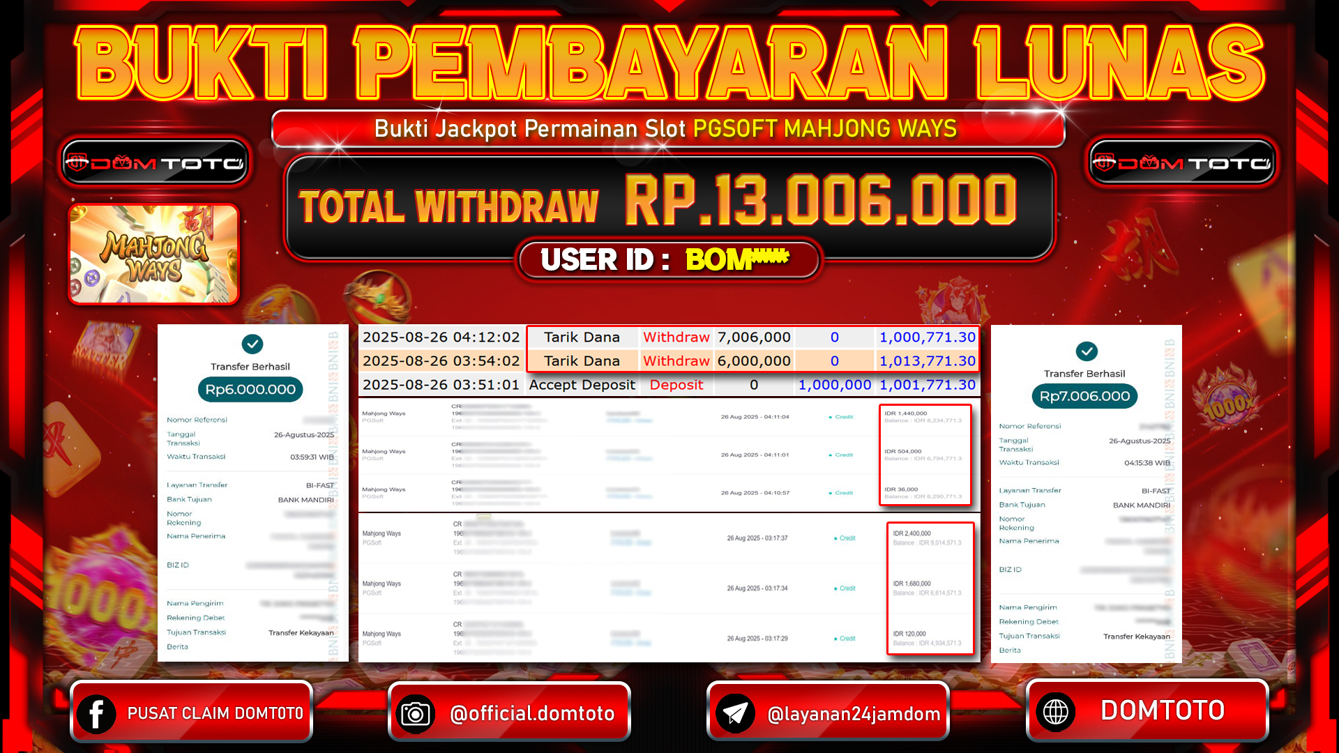 JACKPOT SLOT MAHJONG WAYS 26 AGUSTUS  2025